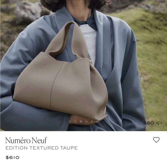 Authentic Polene Numero Neuf handbag in Textured Taupe - Picture 8 of 17